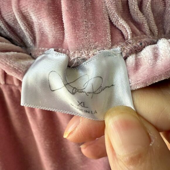 Laina Rauna Luxe Loungewear Velvet Velour Pink Jogger Pants XL - Picture 5 of 6